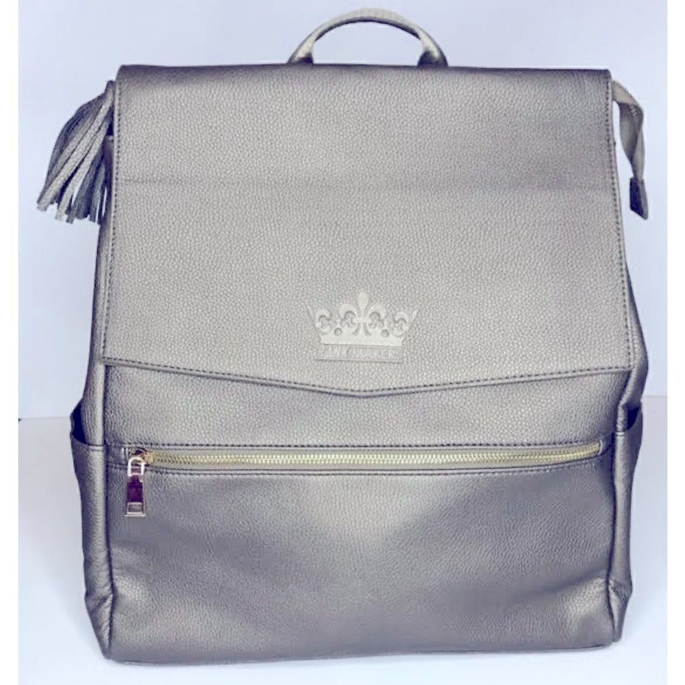New Rank Makers (Bronze)colored pebbled vegan leather backpack, crossbody bag